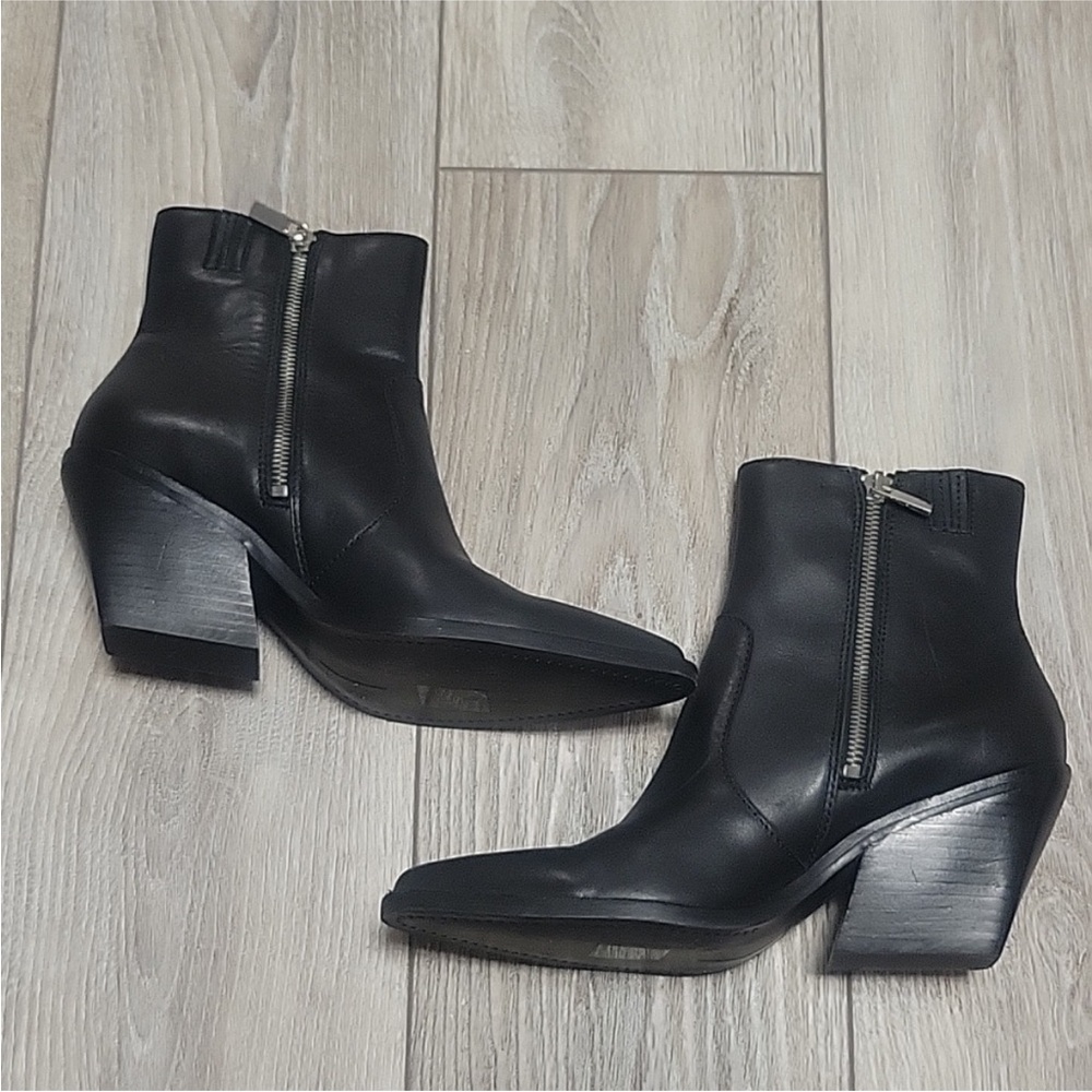 Dolce Vita Size 8 Volli Black Leather Heeled Boots - Picture 5 of 10